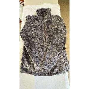 The North Face Women's Fleece Jacket Size M Gray Blk Soft Zip Pockets Thumbholes